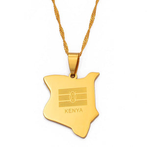 Kenya Flag Map Necklace