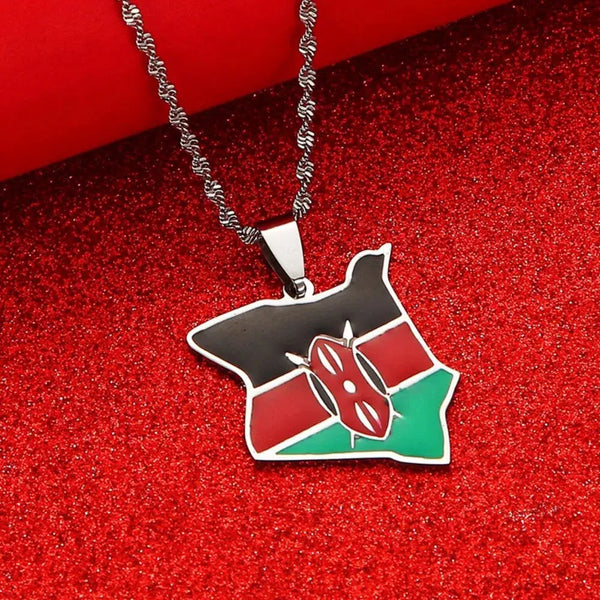 Kenya Flag Map Necklace