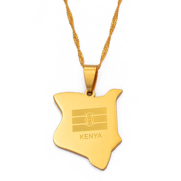 Kenya Flag Map Necklace