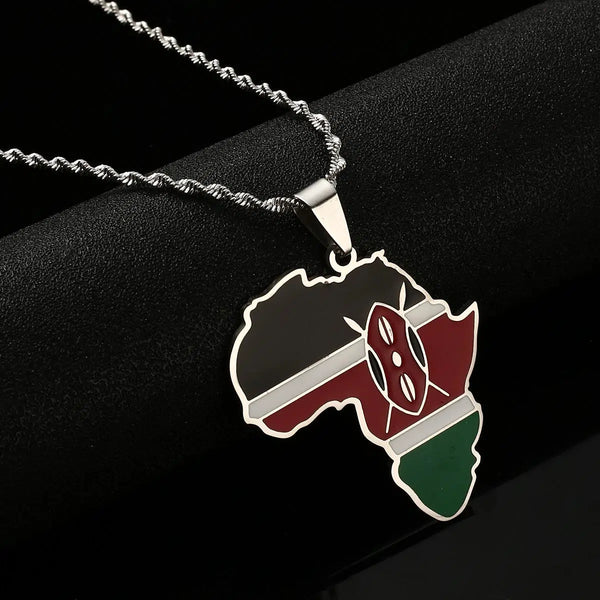 Kenya Flag Map Necklace