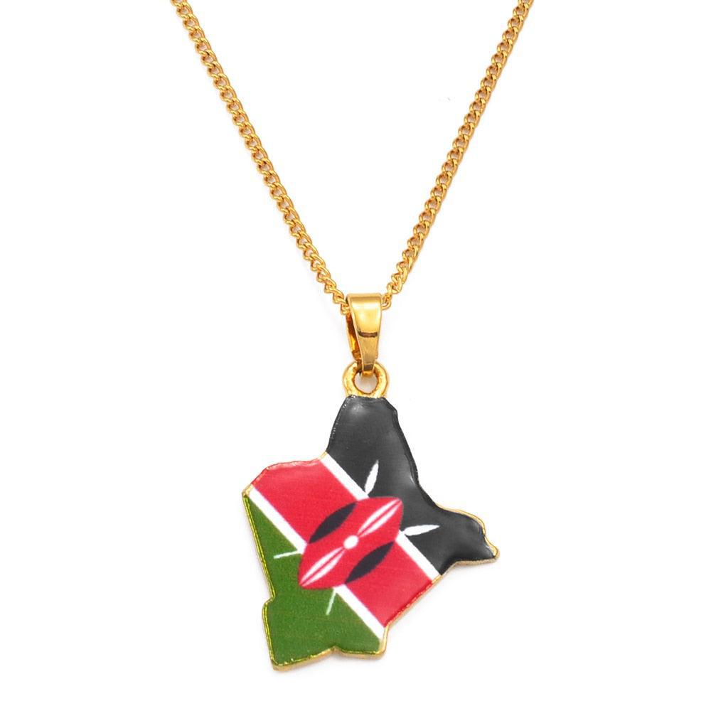 Kenya Flag Map Necklace