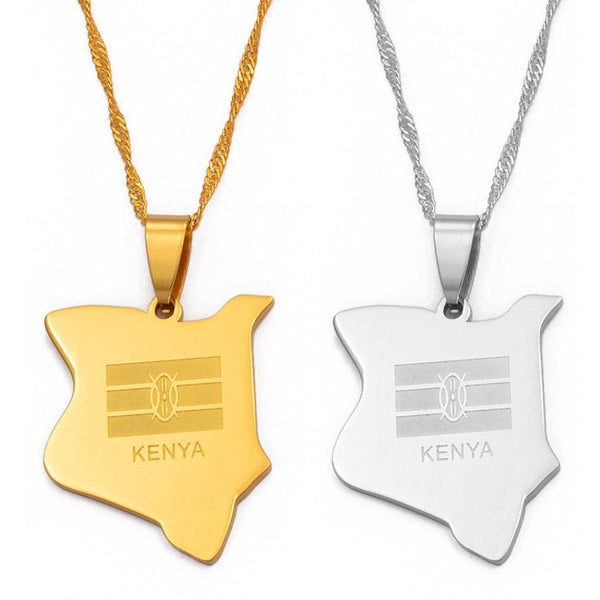 Kenya Flag Map Necklace