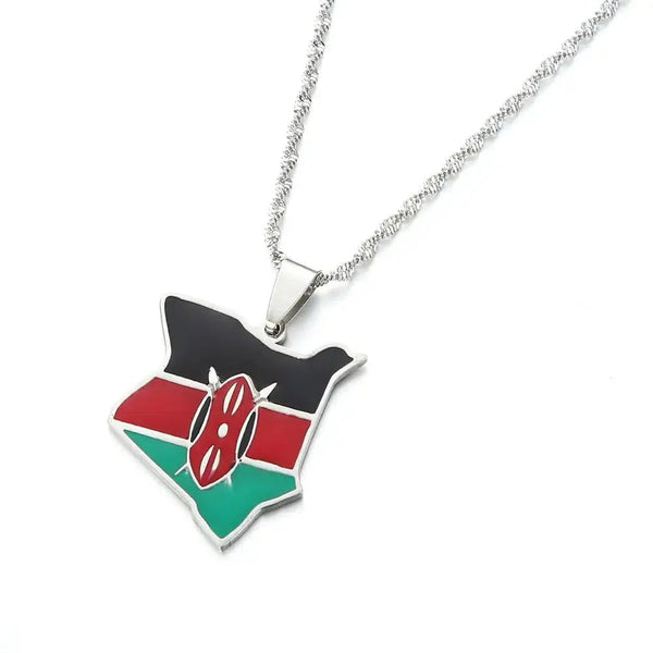 Kenya Flag Map Necklace