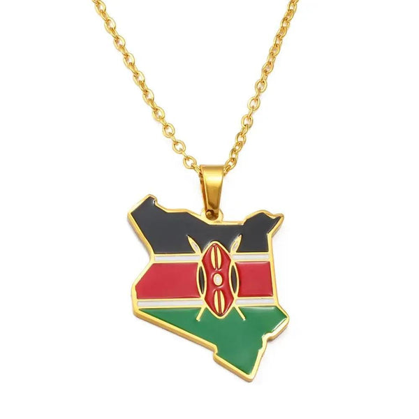 Kenya Flag Map Necklace