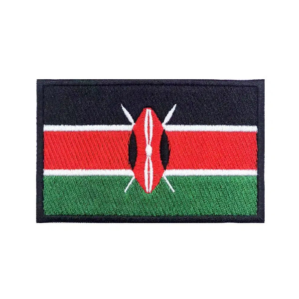 Kenya Flag Patch - Iron On/Hook & Loop Patch