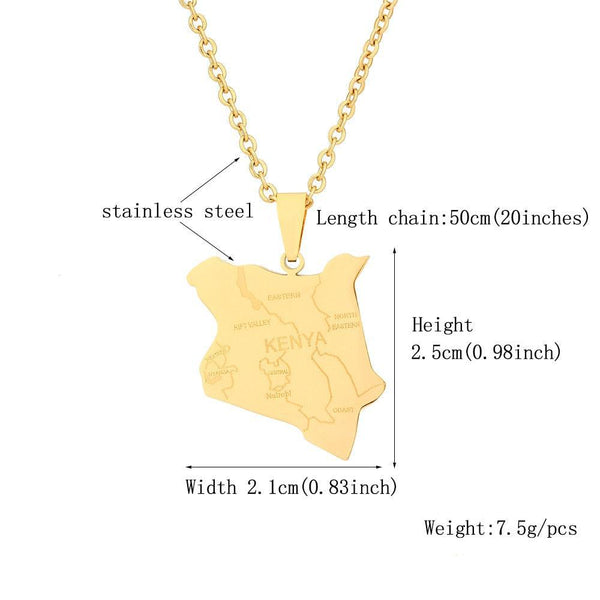 Kenya Map Necklace