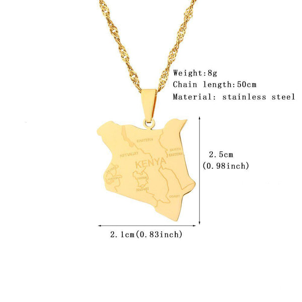 Kenya Map Necklace