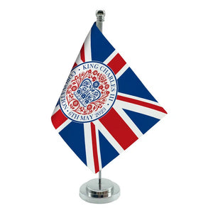 King Charles III Desk Flag - Small Office Table Flag