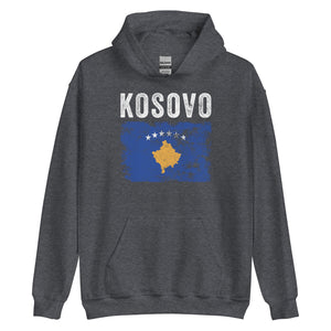 Kosovo Flag Distressed - Kosovar Flag Hoodie