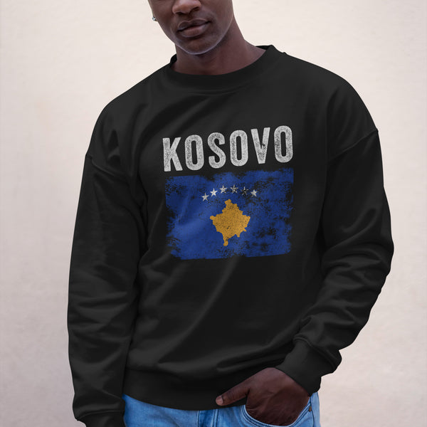 Kosovo Flag Distressed - Kosovar Flag Sweatshirt