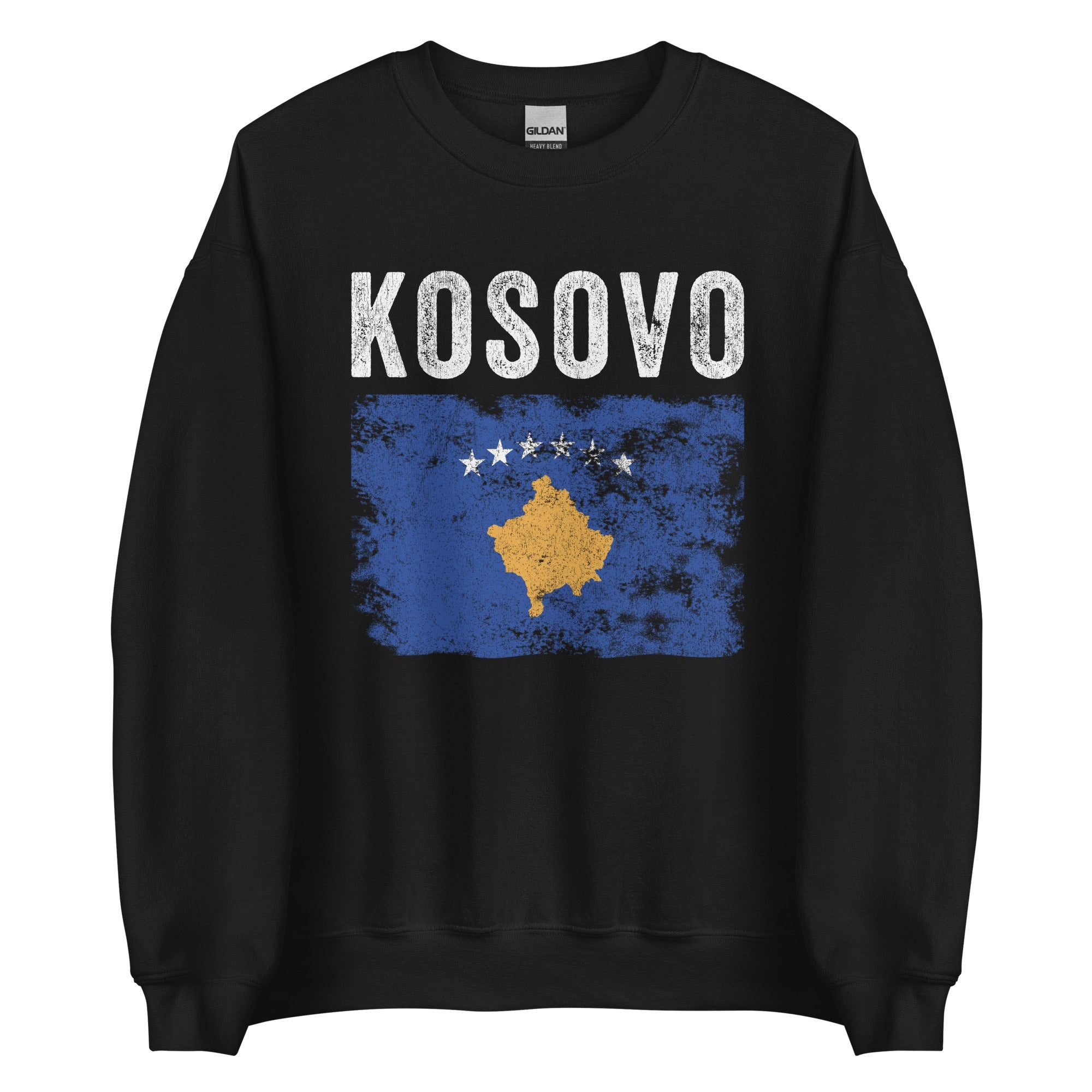 Kosovo Flag Distressed - Kosovar Flag Sweatshirt