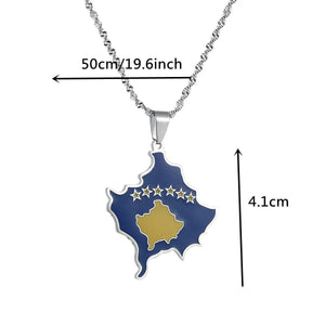 Kosovo Flag Map Necklace