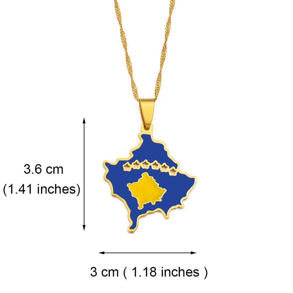 Kosovo Flag Map Necklace