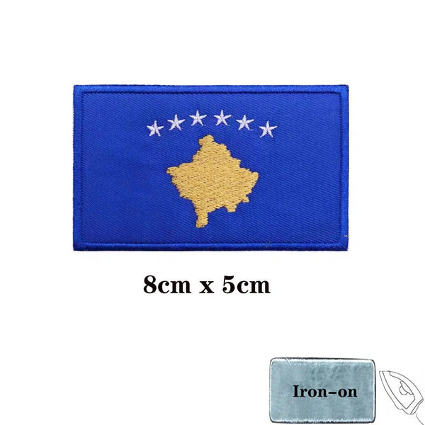 Kosovo Flag Patch - Iron On/Hook & Loop Patch