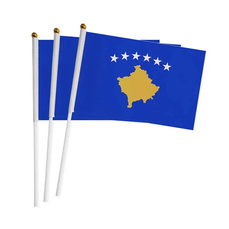 Kosovo Flag on Stick - Small Handheld Flag (50/100Pcs)