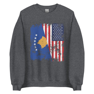 Kosovo USA Flag - Half American Sweatshirt