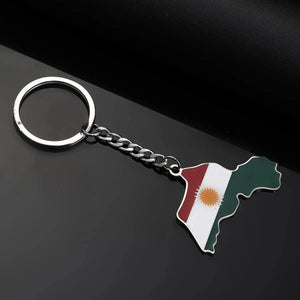 Kurdistan Flag Map Keychain