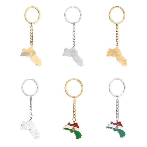 Kurdistan Flag Map Keychain
