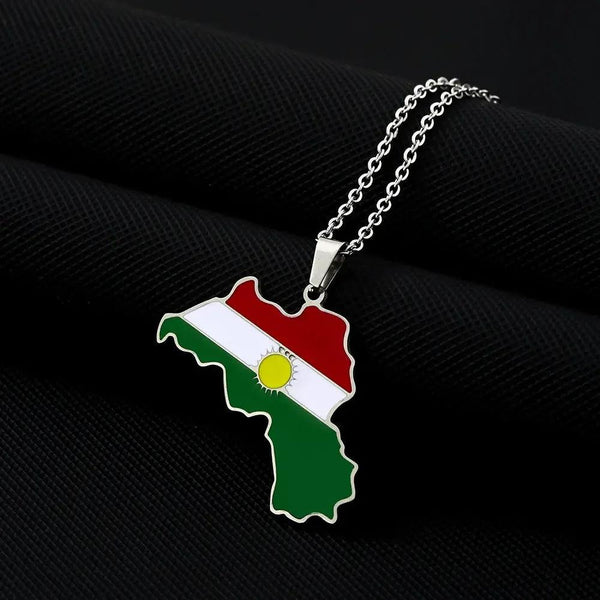 Kurdistan Flag Map Necklace