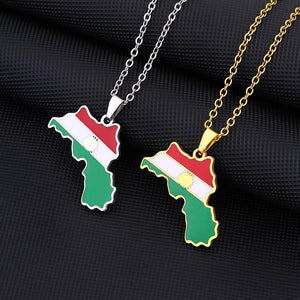 Kurdistan Flag Map Necklace