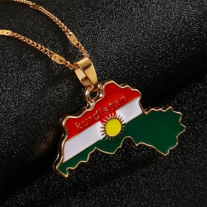 Kurdistan Flag Map Necklace