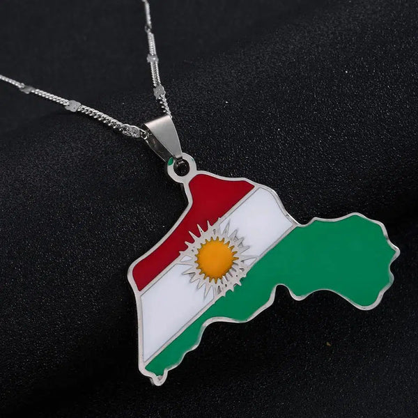 Kurdistan Flag Map Necklace