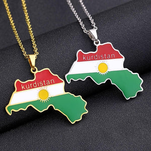 Kurdistan Flag Map Necklace