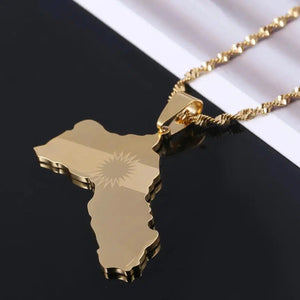 Kurdistan Flag Map Necklace