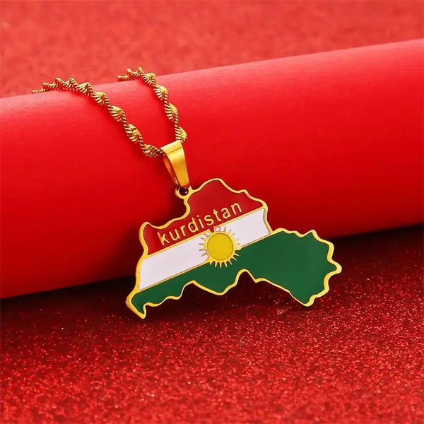 Kurdistan Flag Map Necklace