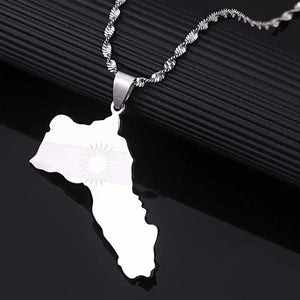 Kurdistan Flag Map Necklace