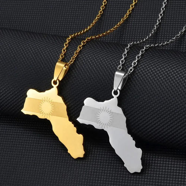 Kurdistan Flag Map Necklace