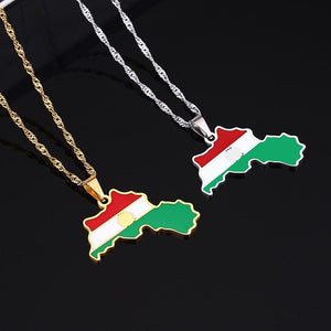 Kurdistan Flag Map Necklace