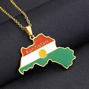 Kurdistan Flag Map Necklace