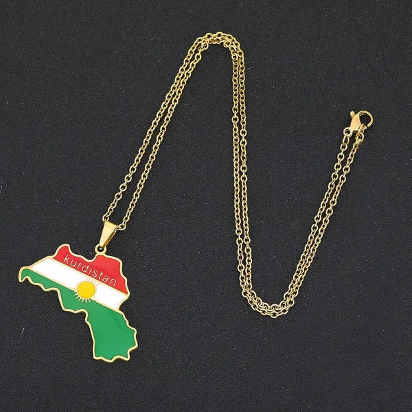 Kurdistan Flag Map Necklace