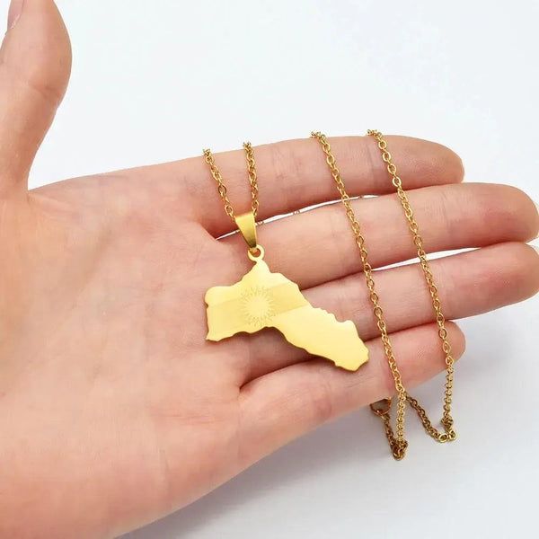 Kurdistan Flag Map Necklace