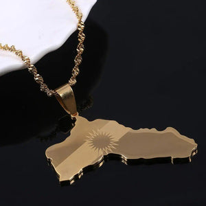 Kurdistan Flag Map Necklace