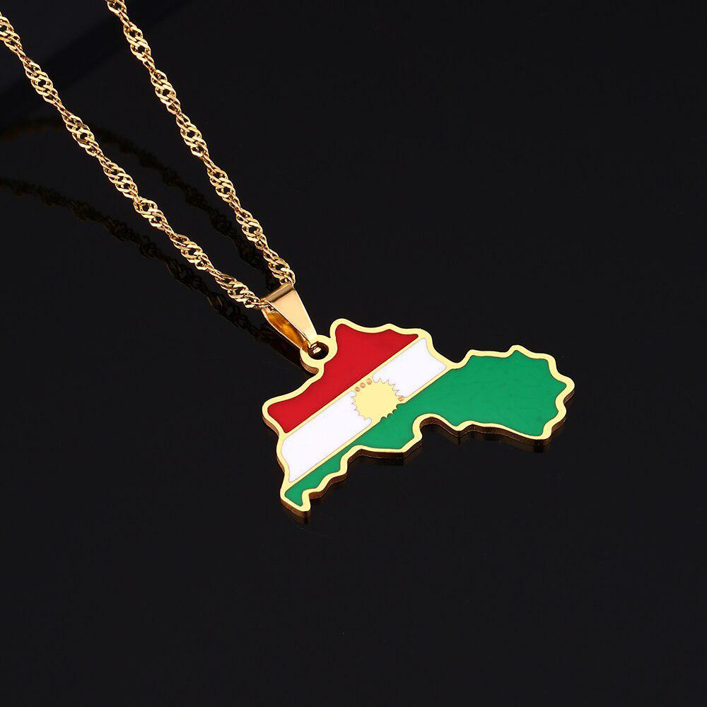 Kurdistan Flag Map Necklace