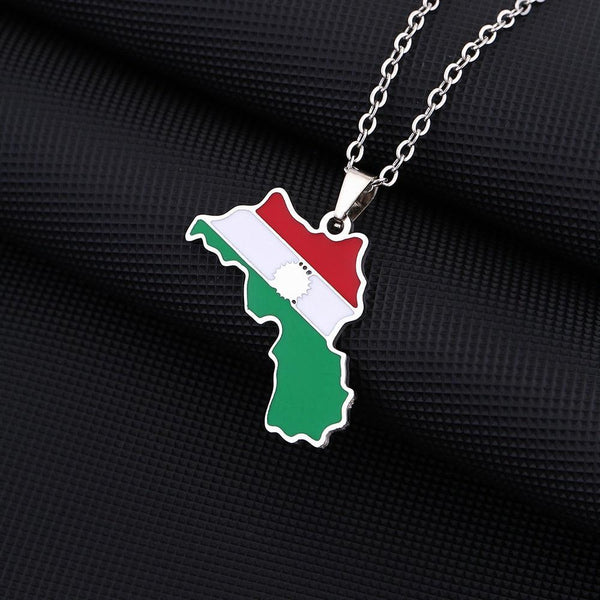 Kurdistan Flag Map Necklace