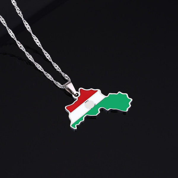 Kurdistan Flag Map Necklace