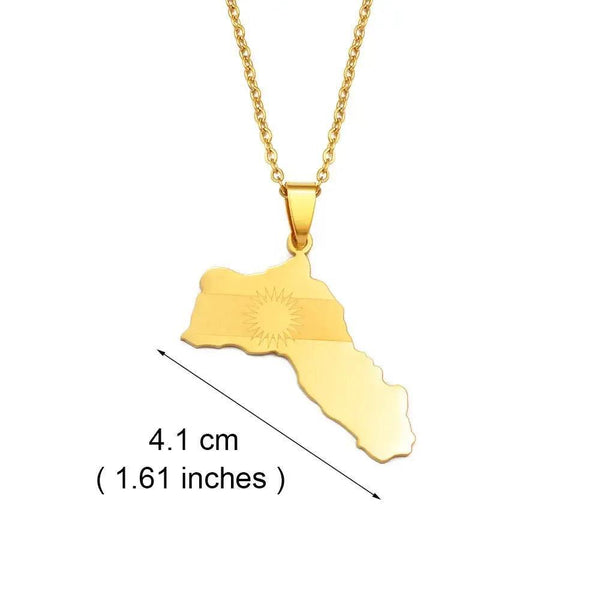 Kurdistan Flag Map Necklace