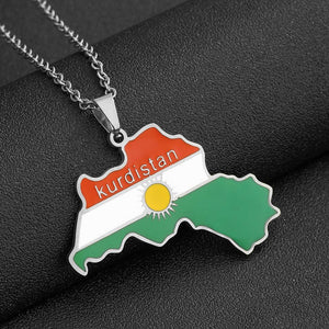 Kurdistan Flag Map Necklace