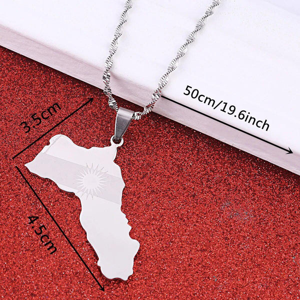 Kurdistan Flag Map Necklace