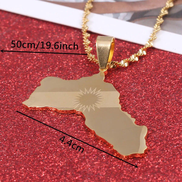 Kurdistan Flag Map Necklace