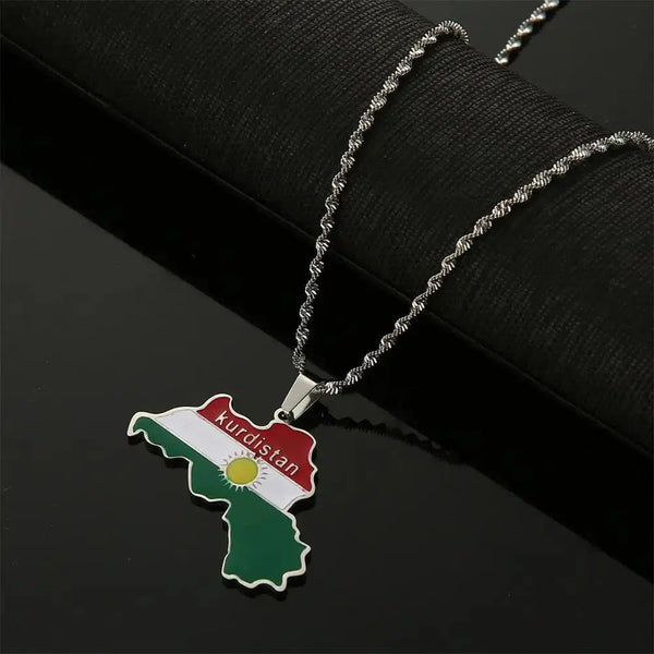 Kurdistan Flag Map Necklace