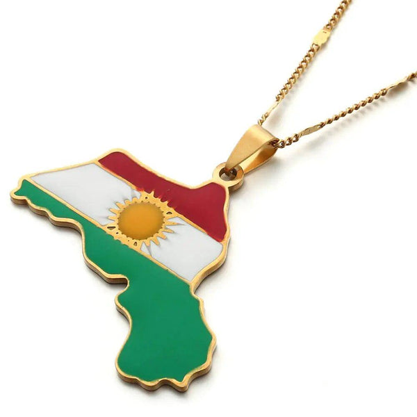 Kurdistan Flag Map Necklace