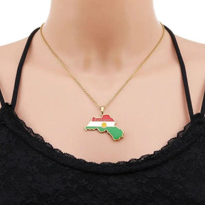 Kurdistan Flag Map Necklace