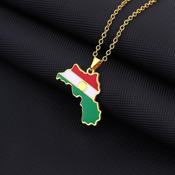 Kurdistan Flag Map Necklace