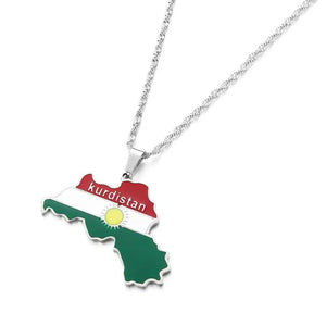 Kurdistan Flag Map Necklace