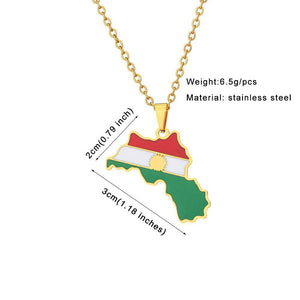 Kurdistan Flag Map Necklace