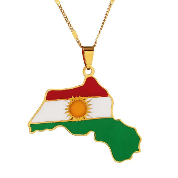 Kurdistan Flag Map Necklace